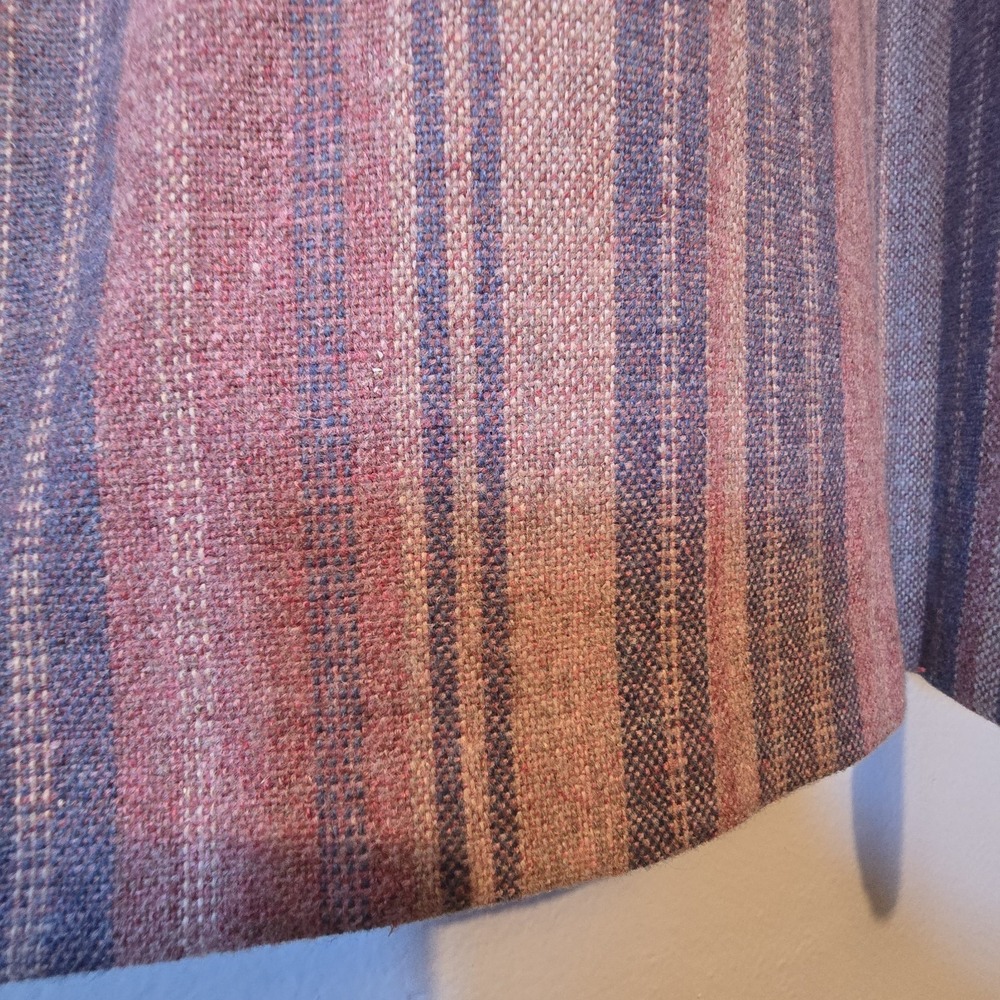 Vintage 80s Long Wool Maxi Skirt Women's‎ SM Mauve Stripe Belt Preppy Academia - Picture 3 of 9